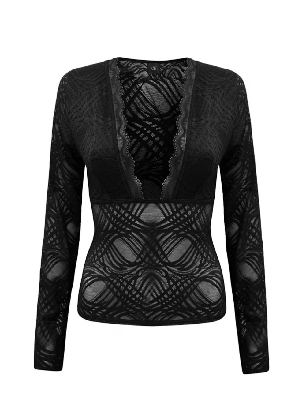 OW Collection Lexi Black Long Sleeve Lace Blouse Top NWT Size M - Picture 9 of 16